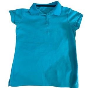 NAUTICA Polo Shirt SCHOOL UNIFORM Blue Short Sleeve 3 Button Top Girls SZ XL